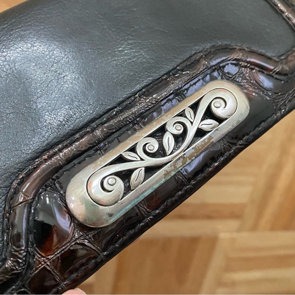 BRIGHTON Eve Delight Black Leather Croc Leather Trims Large Wallet - Picture 12 of 13